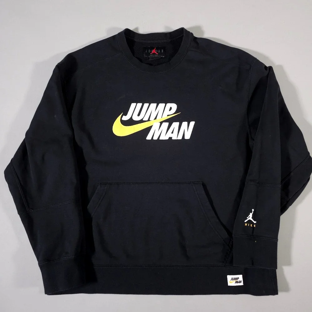 Jordan Jumpman Sweatshirt Mens XL‎ Black DA7194-010 Fleece Crewneck Kangaroo
